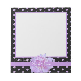 Bloco De Notas Cor-de-rosa Púrpura Monograma Clássico Floral Pret