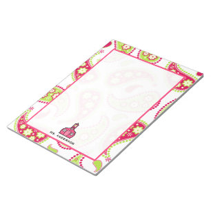 Bloco de notas cor-de-rosa & verde do professor de