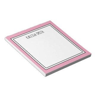 Bloco De Notas Cor Editável Branca Rosa Personalizada