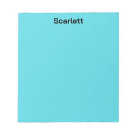 Bloco De Notas Cor Personalizada Nome Mesa Pastel Azul-Celeste 