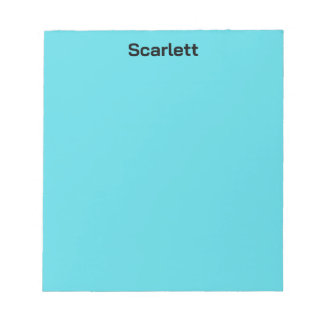 Bloco De Notas Cor Personalizada Nome Mesa Pastel Azul-Celeste