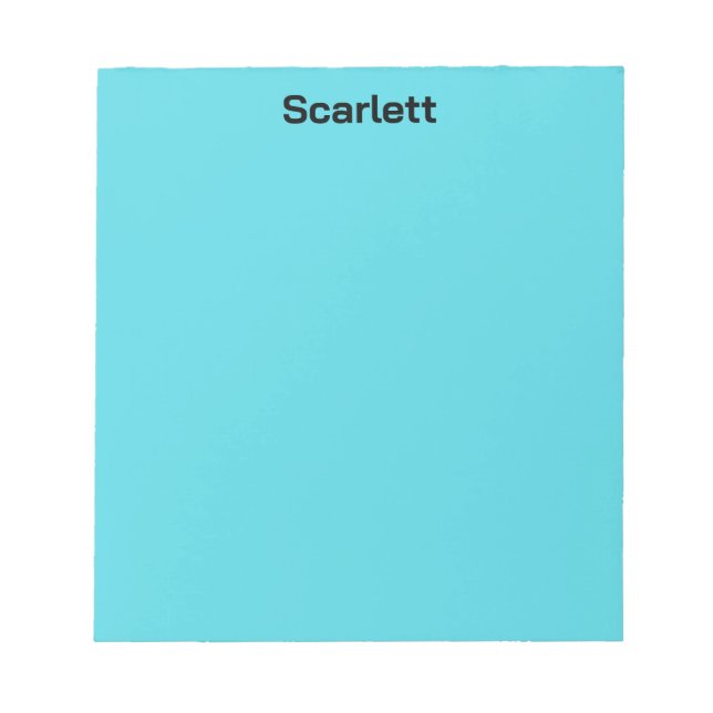 Bloco De Notas Cor Personalizada Nome Mesa Pastel Azul-Celeste  (Frente)