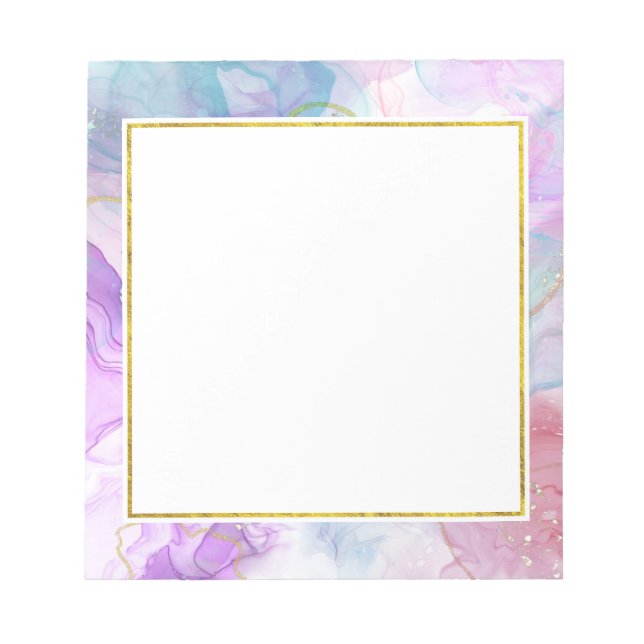 Bloco De Notas Cor Puro, Verde, Cor Rosa Flutuante Elegante (Frente)