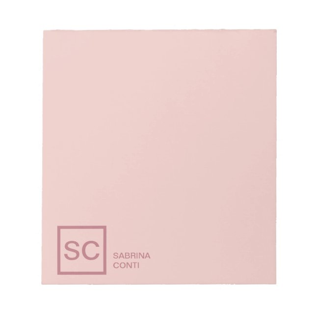 Bloco De Notas Cor rosa dourado nome monograma simples profission (Frente)