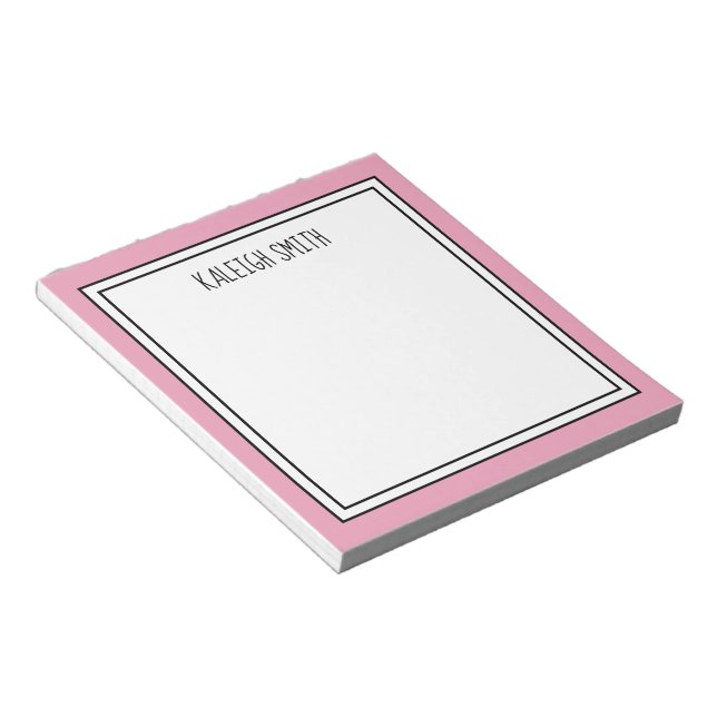 Bloco De Notas Cor rosa personalizável branco editável (Inclinado)