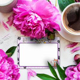 Bloco De Notas Cor roxa com patas gatinhos bonitos de 4" x 3"