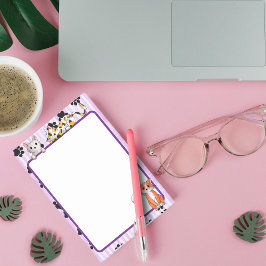 Bloco De Notas Cor roxa com patas gatinhos bonitos de 4" x 6"