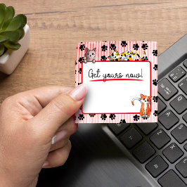 Bloco De Notas Cor vermelha com patas gatinhos bonitos de 3" x 3"