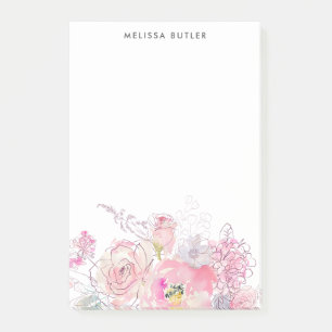 Bloco De Notas Cora floral cor-de-rosa