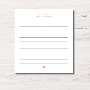 Bloco De Notas Cora Rosa Coração Minimalista Nome Personalizado L