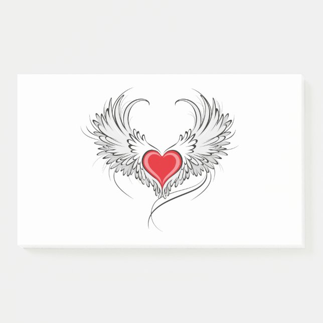 Bloco De Notas Coração Anjo Vermelho com asas (Frente)