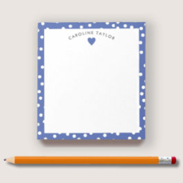 Bloco De Notas Coração Azul Escuro & Pontos Cute Personalizado Me
