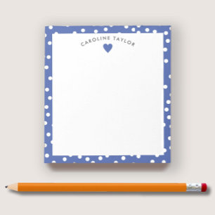 Bloco De Notas Coração Azul Escuro & Pontos Cute Personalizado Me