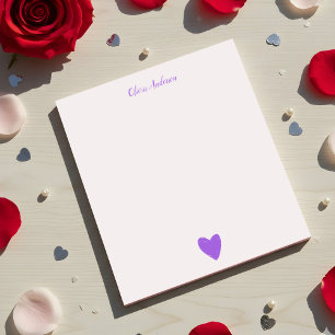 Bloco De Notas Coração de Amor Roxo PersonalizadoNotepad