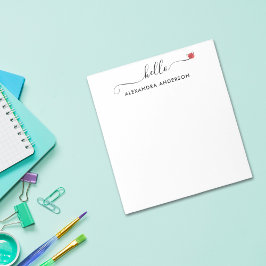 Bloco De Notas Coração de Olá com Script Moderno Mínimo