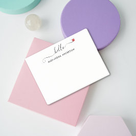 Bloco De Notas Coração de Olá com Script Moderno Mínimo