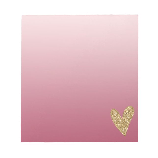 Bloco De Notas Coração Dourado da Luminária Rosa (Frente)