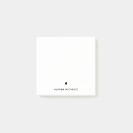 Bloco De Notas Coração e Nome Clássico Preto e Branco