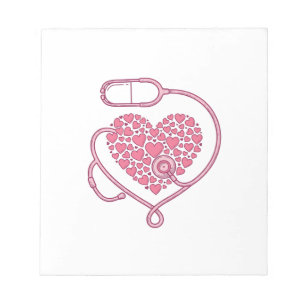 Bloco De Notas Coração Estetoscópio Amor Médico Camisa Desenho Ve