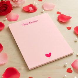Bloco De Notas Coração Rosa Beijo Dia dos Namorados Nome Personal