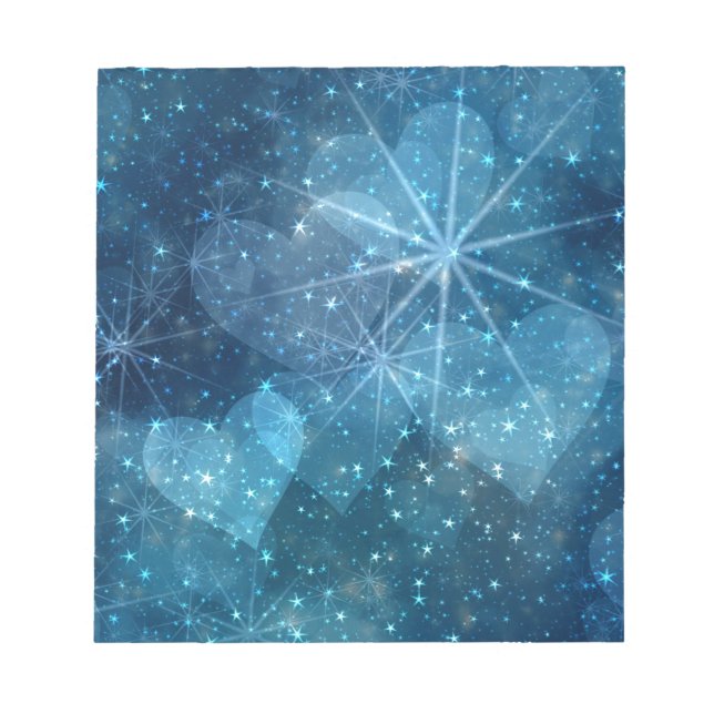 Bloco De Notas Corações Azuis E Estrelas (Frente)