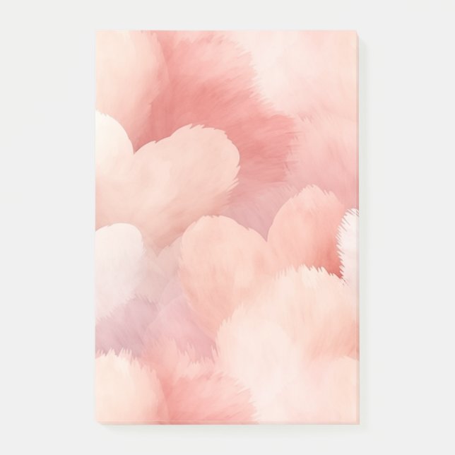 Bloco De Notas Corações bonito, cor-de-rosa, com pincel (Frente)