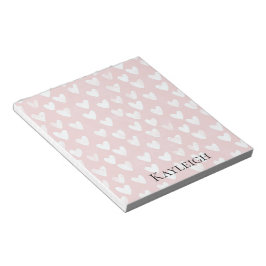Bloco De Notas Corações Brancos Rosa Girly
