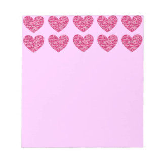 Bloco De Notas Corações Colchetes Rosa