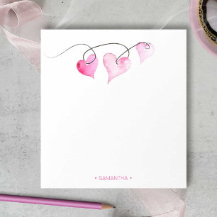 Bloco De Notas Corações Cor-de-Água Cor Rosa Papel Personalizado