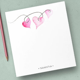 Bloco De Notas Corações Cor-de-Água Cor Rosa Papel Personalizado