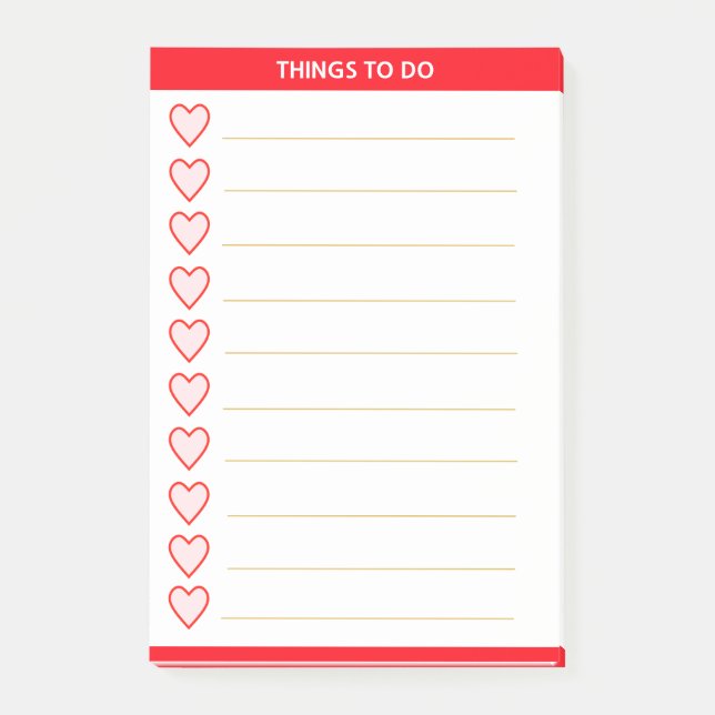 Bloco De Notas Corações de Amor Coisas Personalizadas para Fazer (Frente)