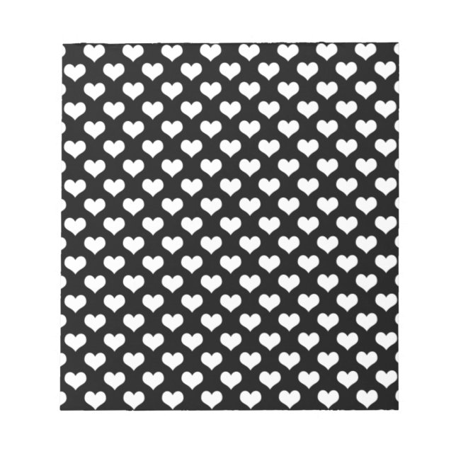 Bloco De Notas Corações de Amor Preto e Branco (Frente)