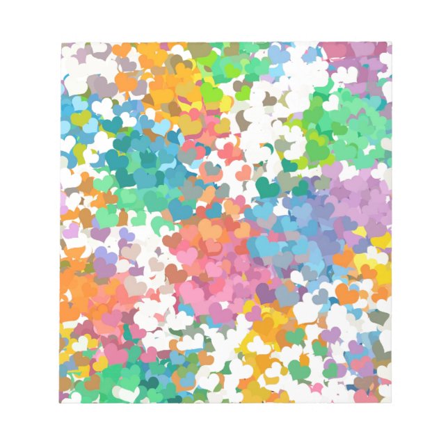 Bloco De Notas Corações de Confete Pastel (Frente)