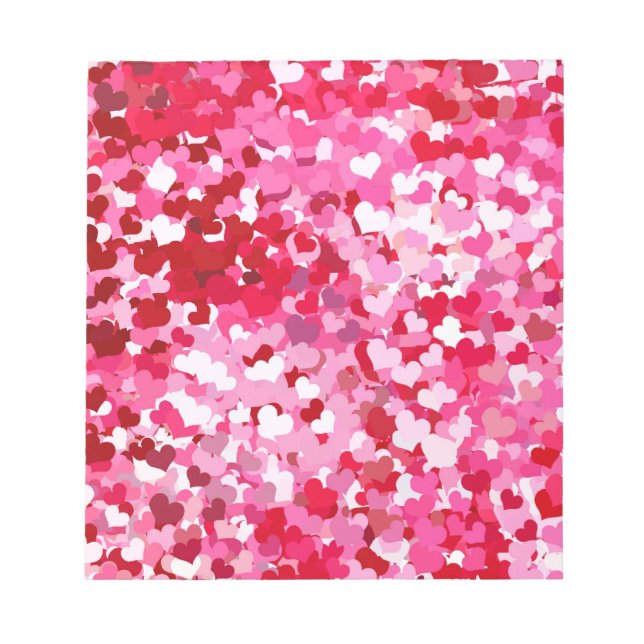Bloco De Notas Corações de Confetes Rosa (Frente)