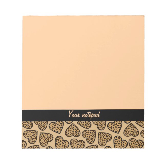 Bloco De Notas Corações de impressão leopardo Notepad (Frente)