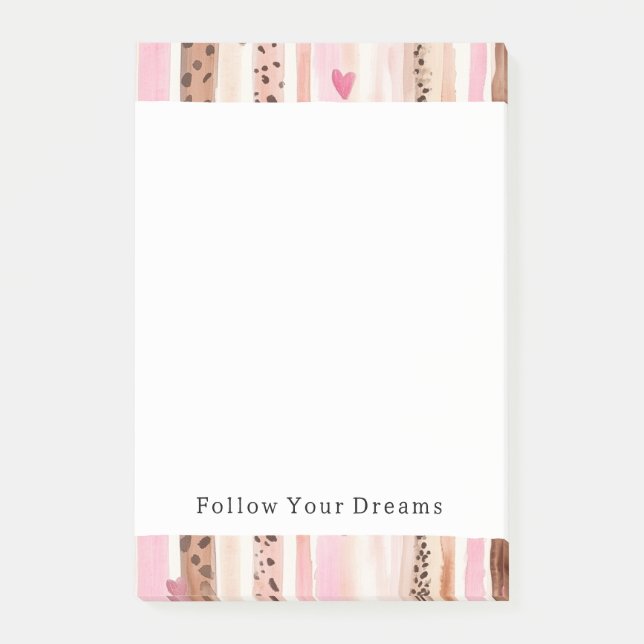 Bloco De Notas Corações do Leopardo Castanho-Rosa-Rosa-Rosa Cinza (Frente)