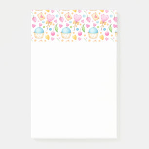 Bloco De Notas Corações e Muffins Delicioso Padrão de Aquarela