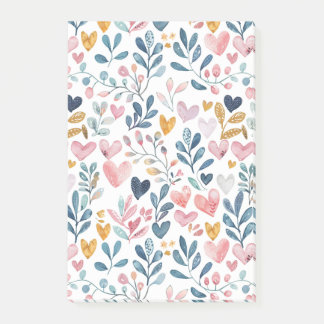 Bloco De Notas Corações em Aquarela