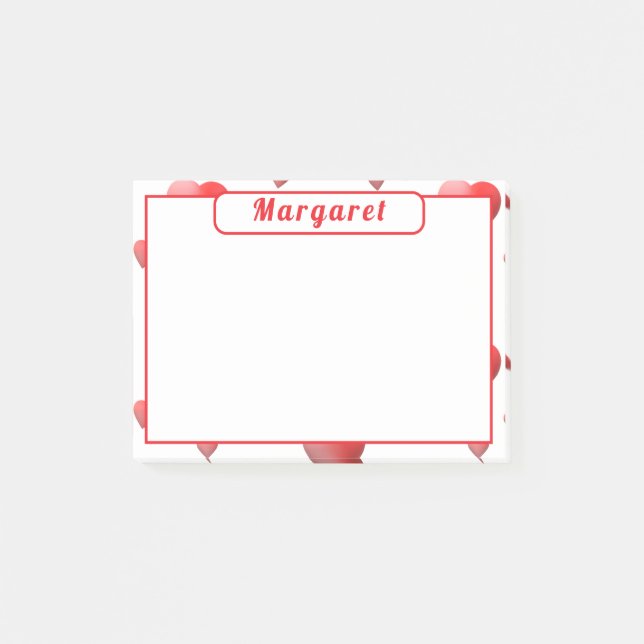 Bloco De Notas Corações Personalizados (Frente)