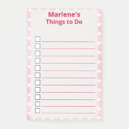 Bloco De Notas Corações Personalizados em Coisas Rosa a Fazer