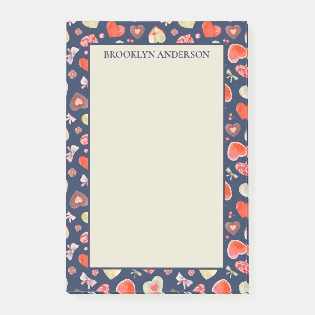 Bloco De Notas Corações Românticos (Frente)