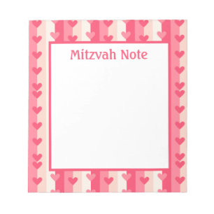 Bloco De Notas Corações Rosa Meninas Mitzvah Notas Notepad