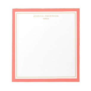 Bloco De Notas Coral Elegante Dourado Personalizado