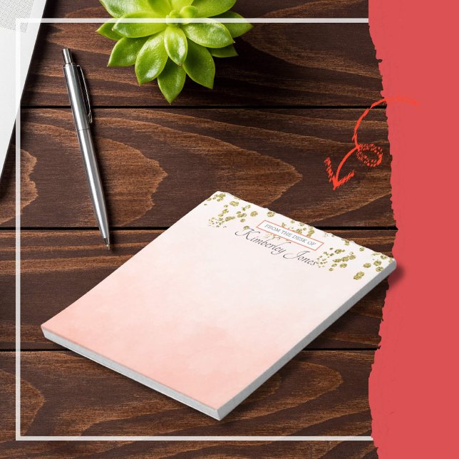 Bloco De Notas Coral Ombre Dourada Sequência de queda (Criador carregado)