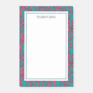 Bloco De Notas Coral Reef Abstrato rosa e teal Tropical