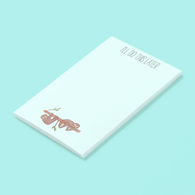 Bloco De Notas Corante Procrastinante de preguiças-bebê em Ramifi (I'll Do This Later Procrastinating Baby Sloths Post It Notes)