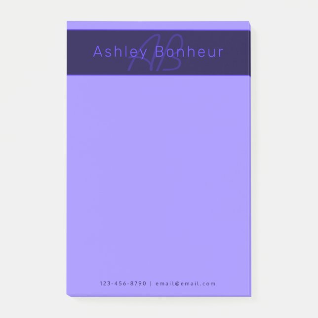 Bloco De Notas Cores Roxas Profundas Modernas | Nome Legal e Mono (Frente)