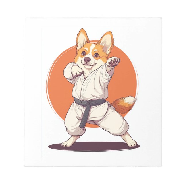 Bloco De Notas Corgi de Karatê � Cão de Artes Marciais (Frente)