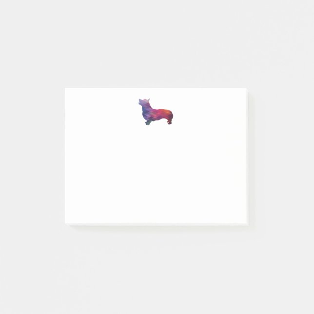 Bloco De Notas Corgi Dog Geométrica Patterna Silhouette Purple (Frente)