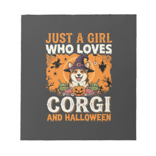 Bloco De Notas Corgi Halloween Bruxa Menina Horror Vintage
